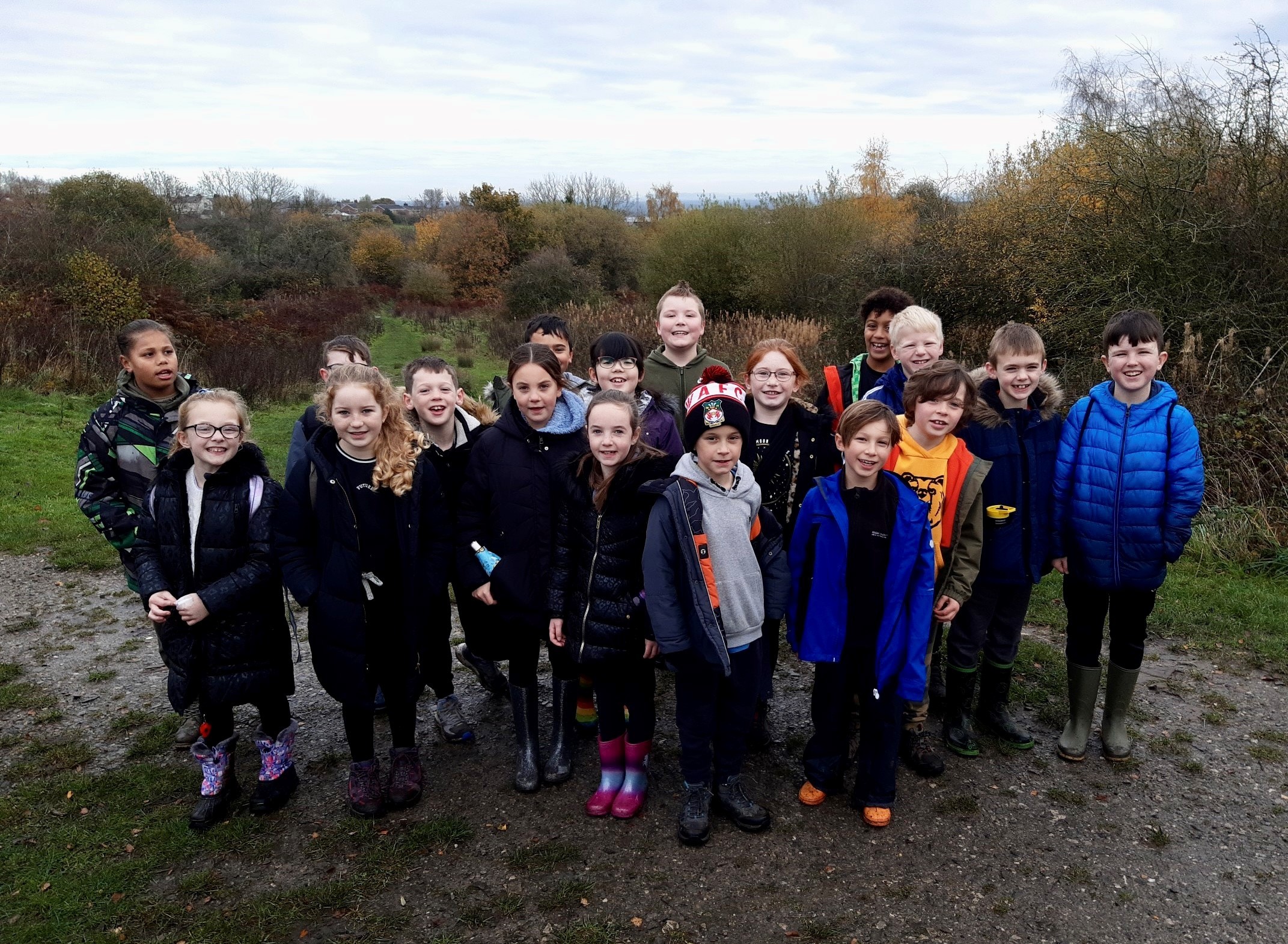 Pupils from Mountain Lane Primary School, Buckley, exploring the Buckley Heritage Trail.