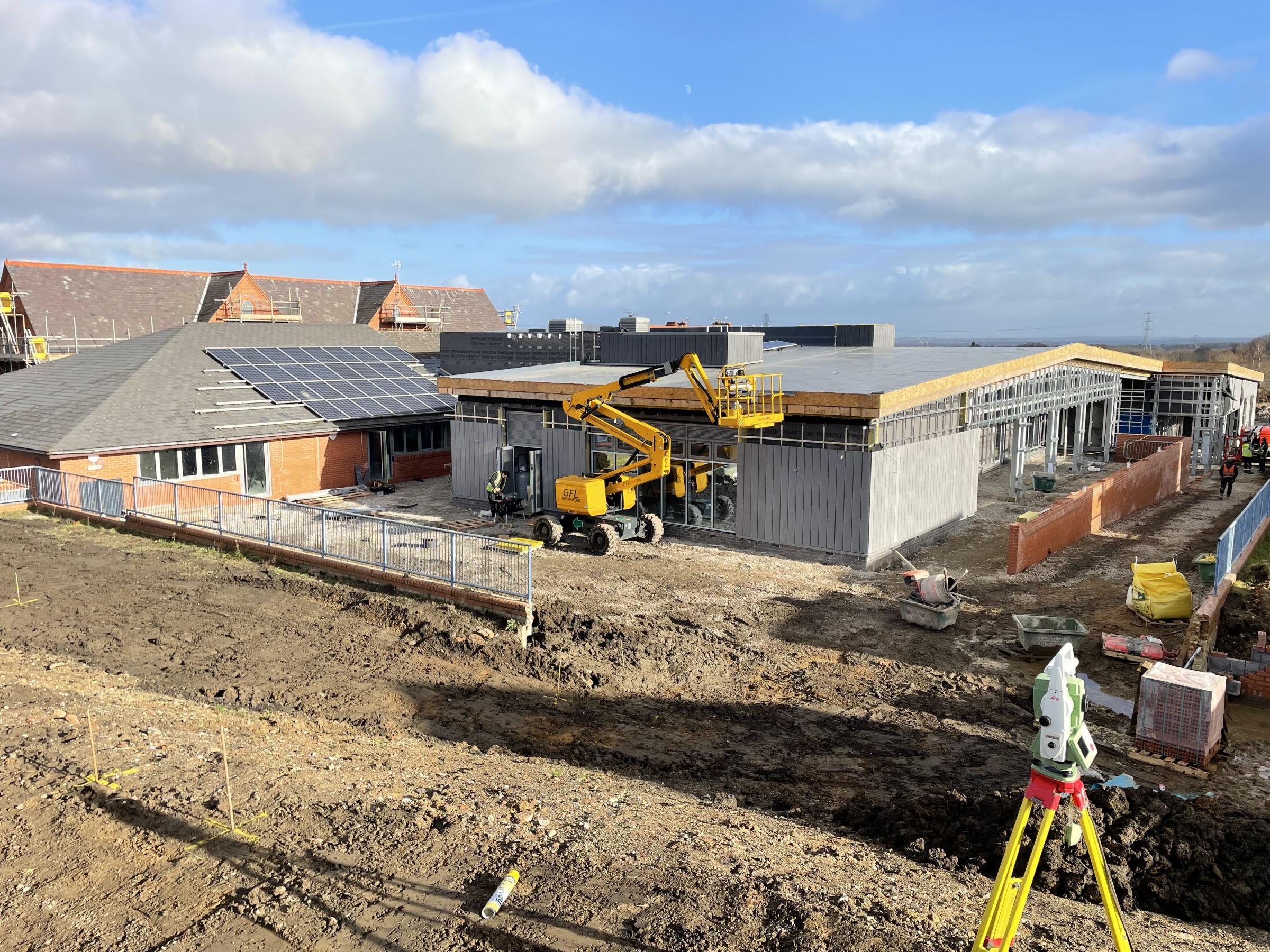 Construction work underway at Ysgol yr Hafod, in Johnstown.