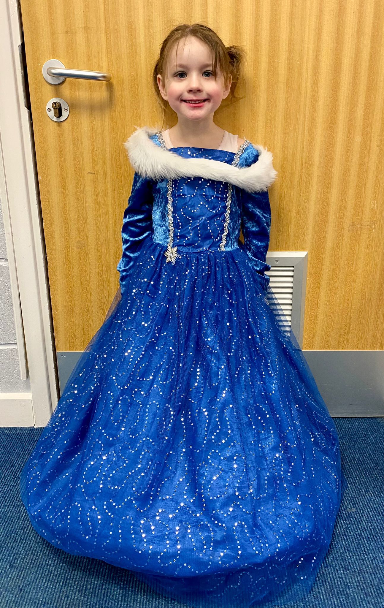 Aubree Dolman in her Frozen dress..