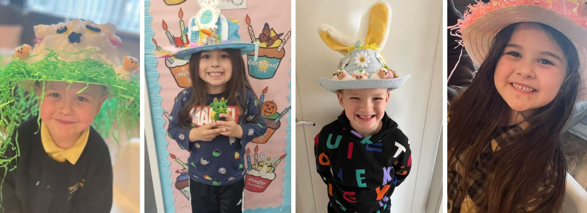 Easter bonnets at Ysgol Heulfan.