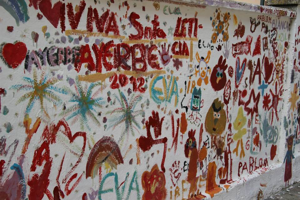Friendship mural, Ayerbe Primary School, Spain. Picture: Stephen Harvey