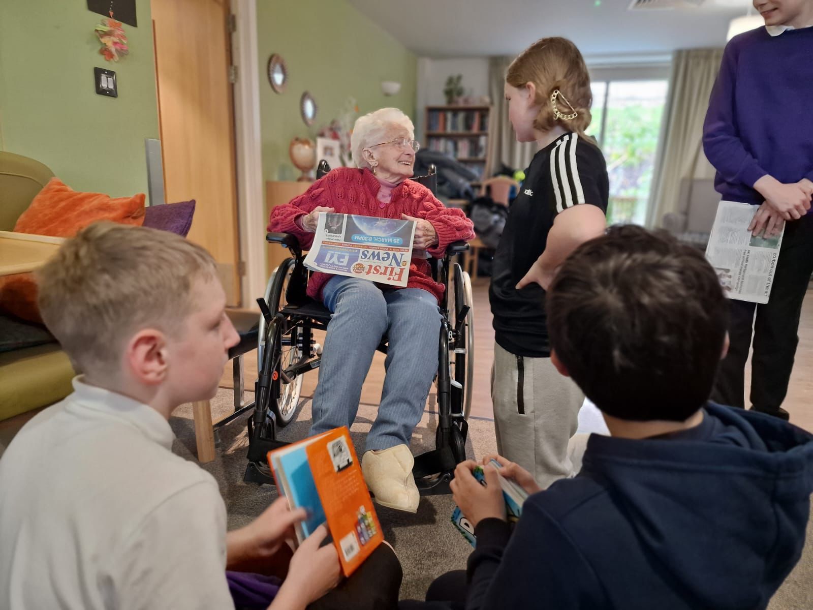  Pupils from Westwood CP School visit residents of Marleyfield Care Home in Buckley.