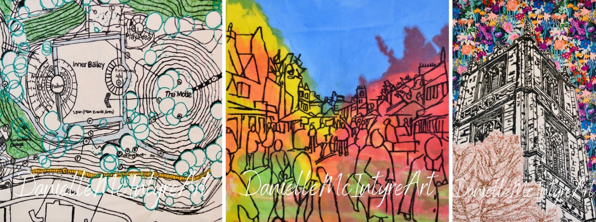  Artwork with Danielle McIntyre: Year 1/2 Bailey Hill, Mold Market Year 6 and St Mary’s Church Year 5.