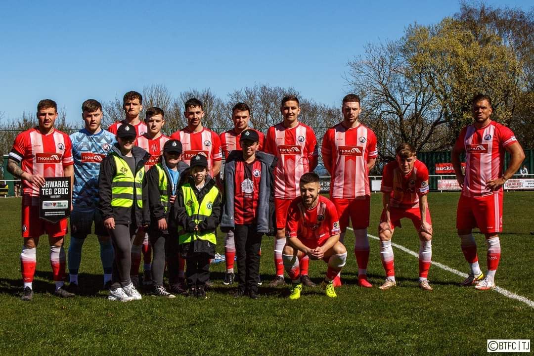 Westwood Primary School pupils were game mascots for Buckley Town FC.