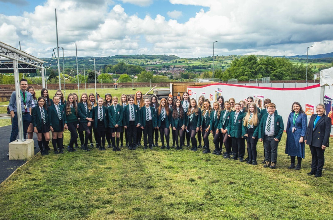 Ysgol Maes Garmons school choir who performed for guests at the time capsule burial at Theatr Clwyd. Photo: Andrew AB Photography