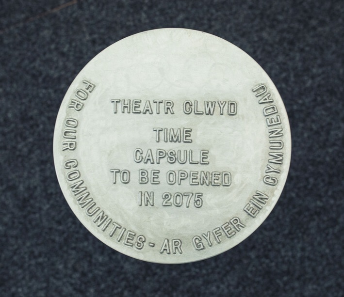 The date stamped seal of the Theatr Clwyd time capsule. Photo: Andrew AB Photography