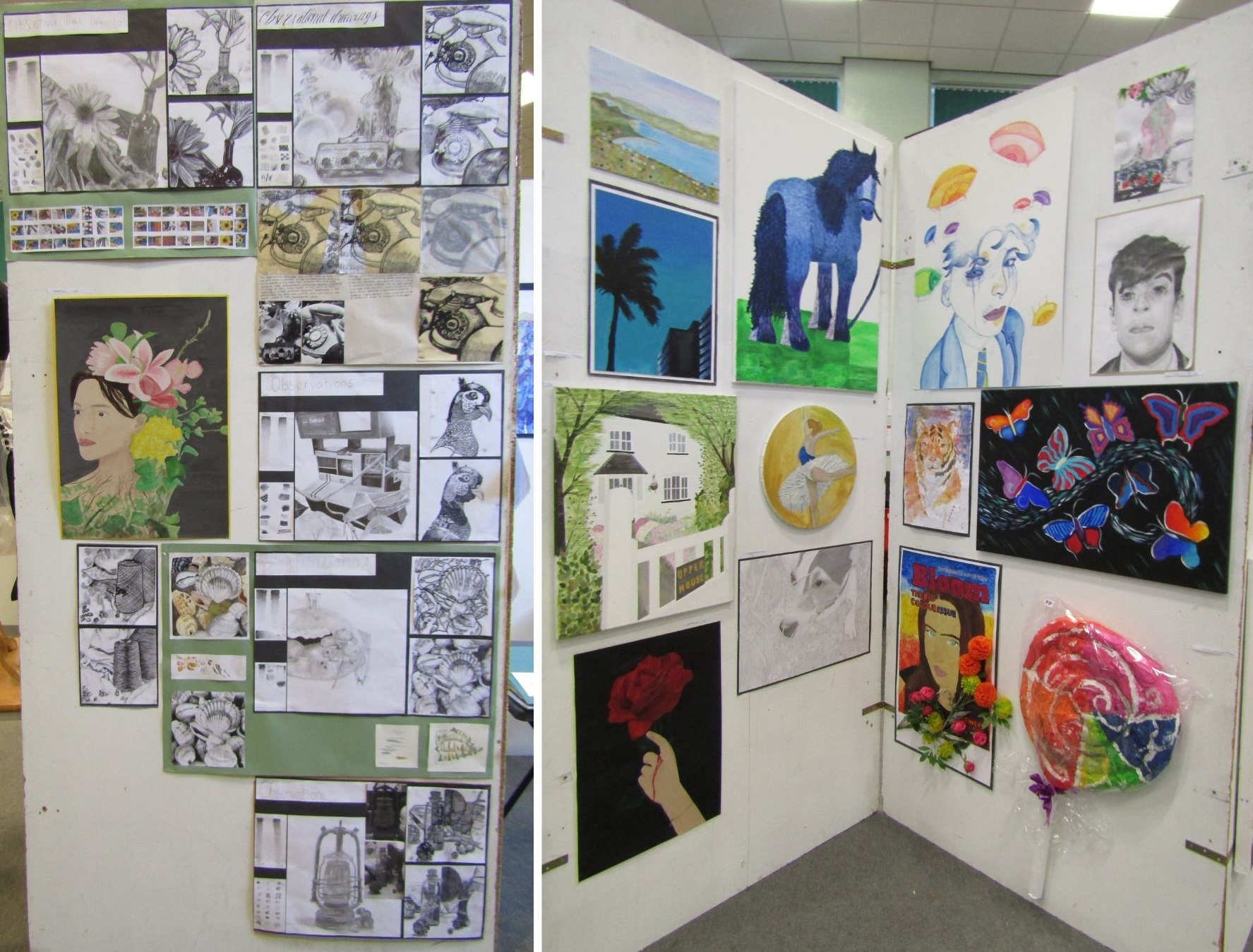 Art show featuring work by students at The Maelor School.