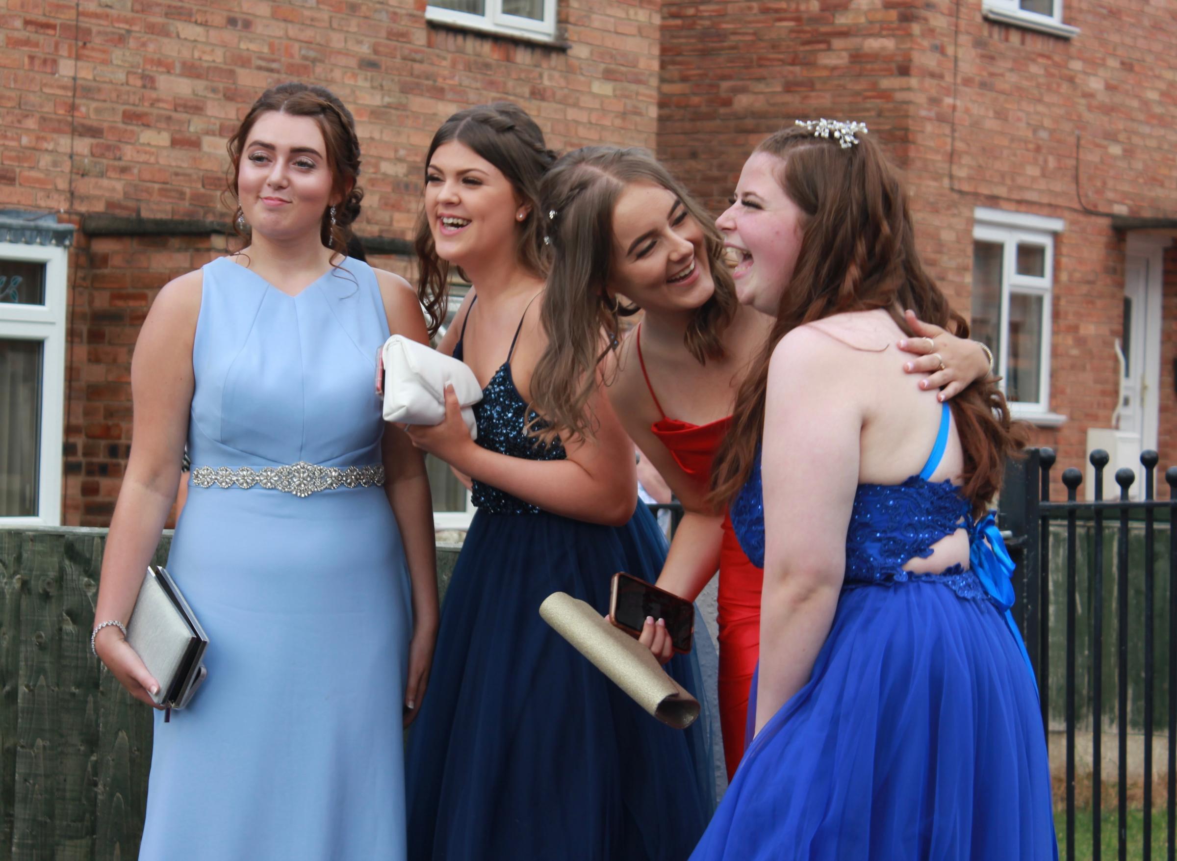 Rhosnesni High School prom for, from left, Kiera Jefferys, Ffion Roberts, Lauryn Boyle and Mia Rowlands.