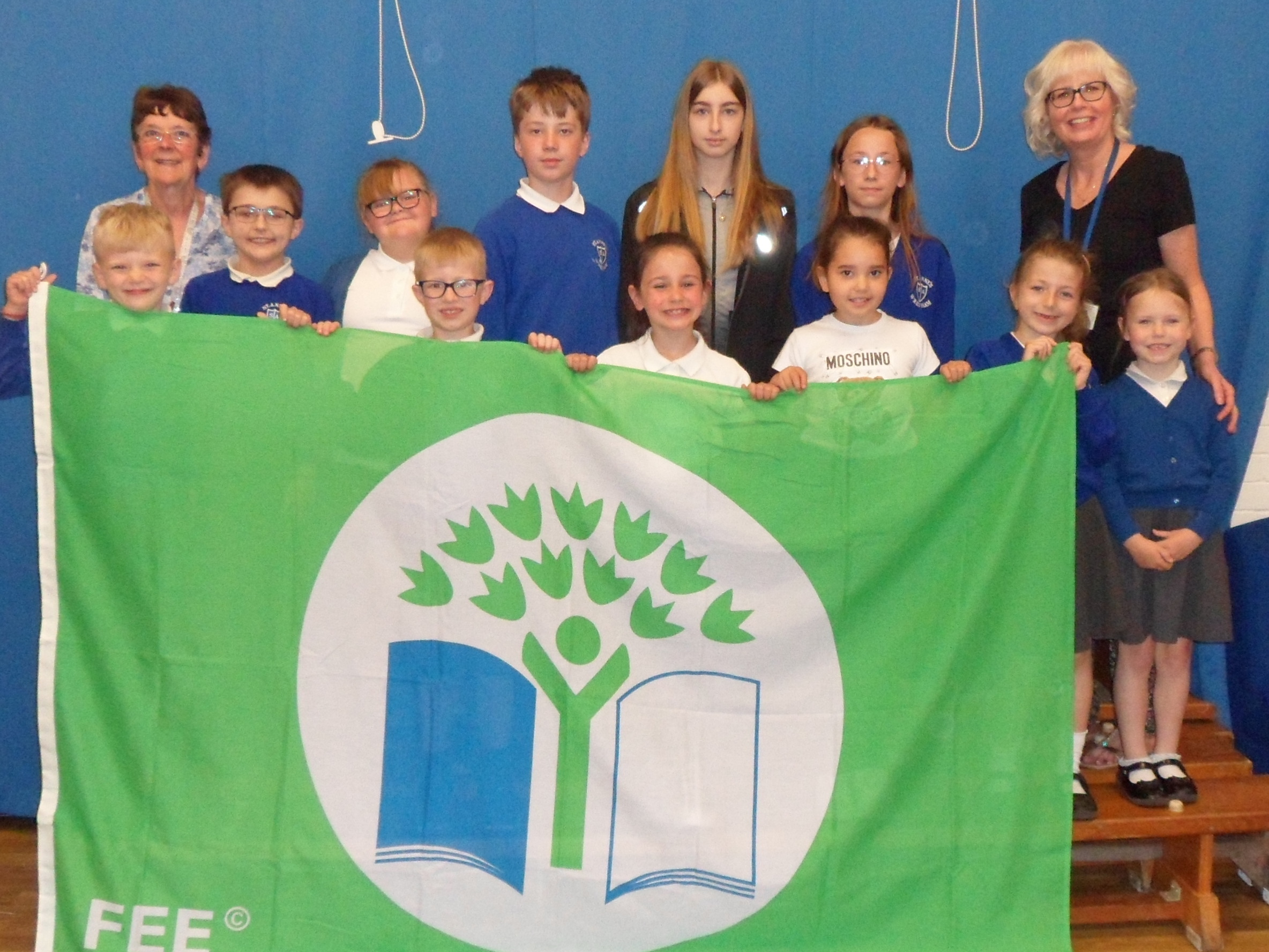 Members of St Annes School Eco Council with the Green Flag.