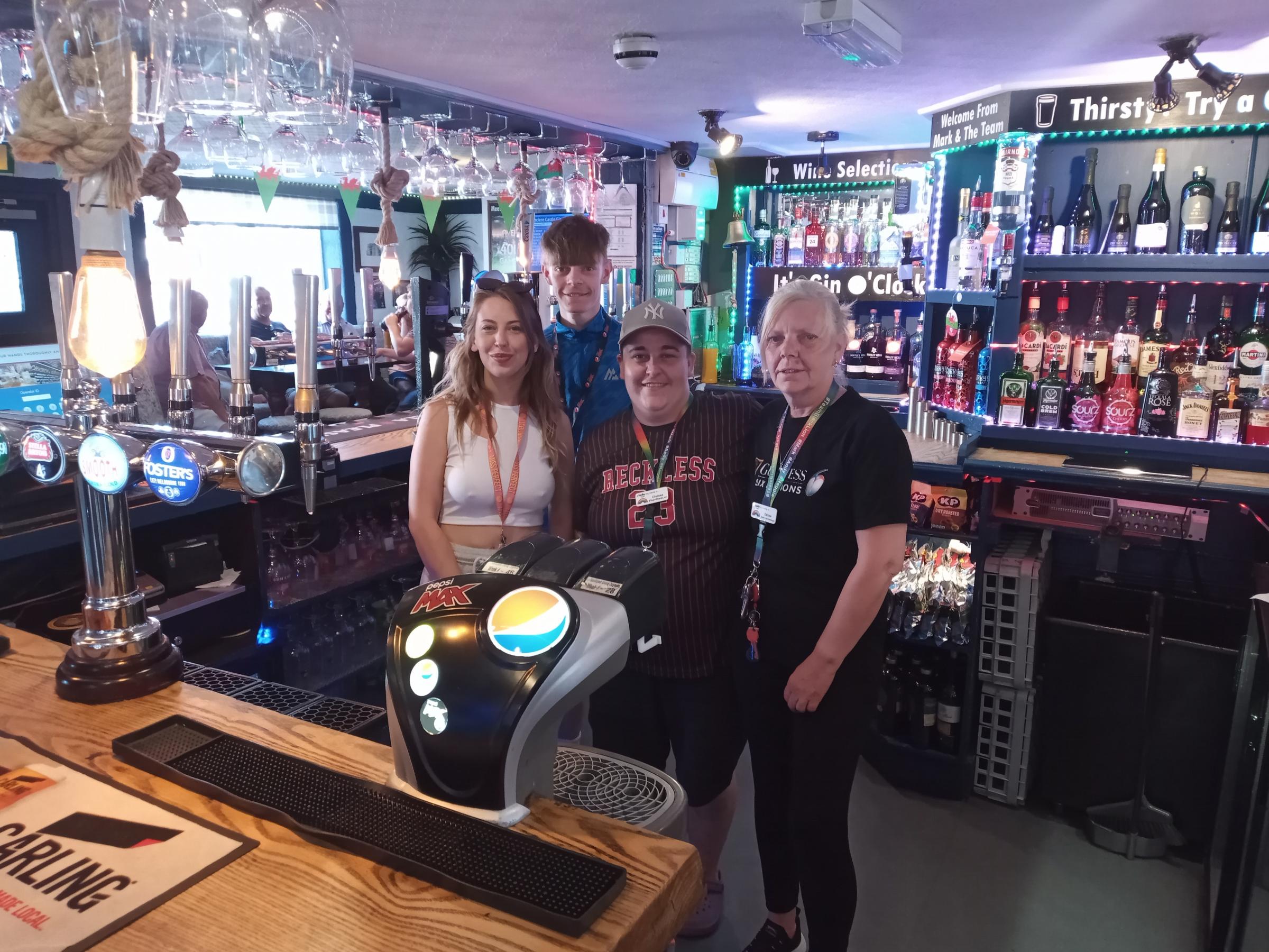 Some of the team at the Black Lion in Buckley - Denise Rose, Harrison Owen, Chelsea Hibbert and Amy Collings.
