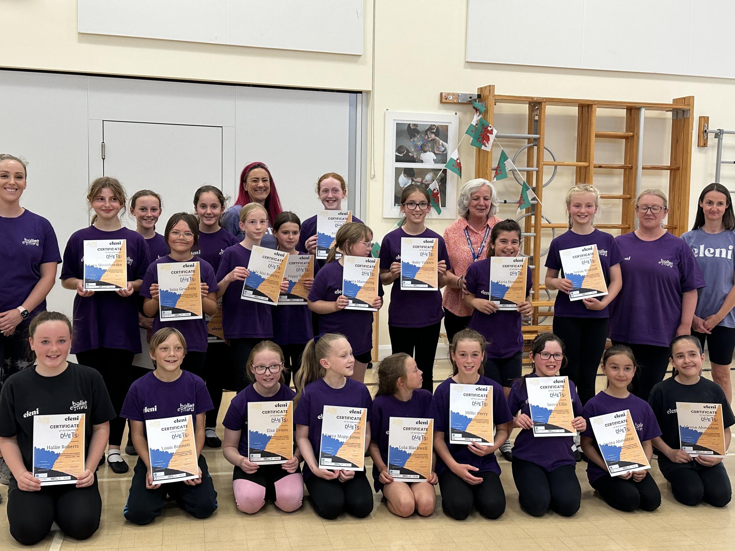  Certificates for the dancers at Ysgol Ty FFynnon.