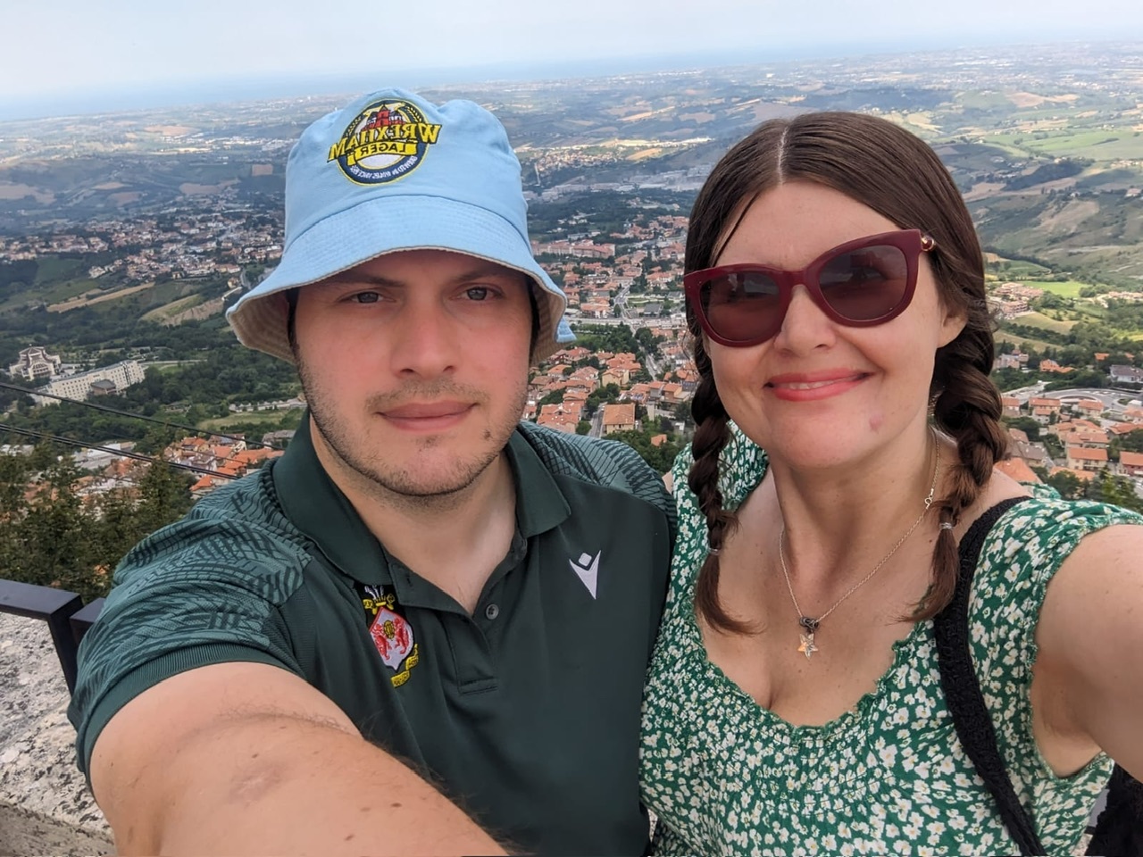 Hats off (and on) to Adam Squire and wife Rachel in San Marino, Italy.