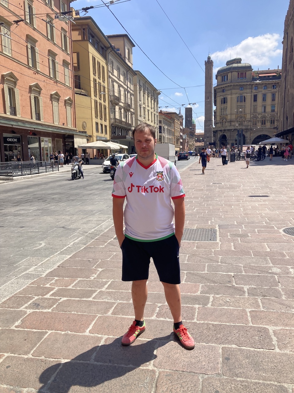 Adam Squire, now of Merthyr but originally Coedpoeth, kitted out in Bologna, Italy.