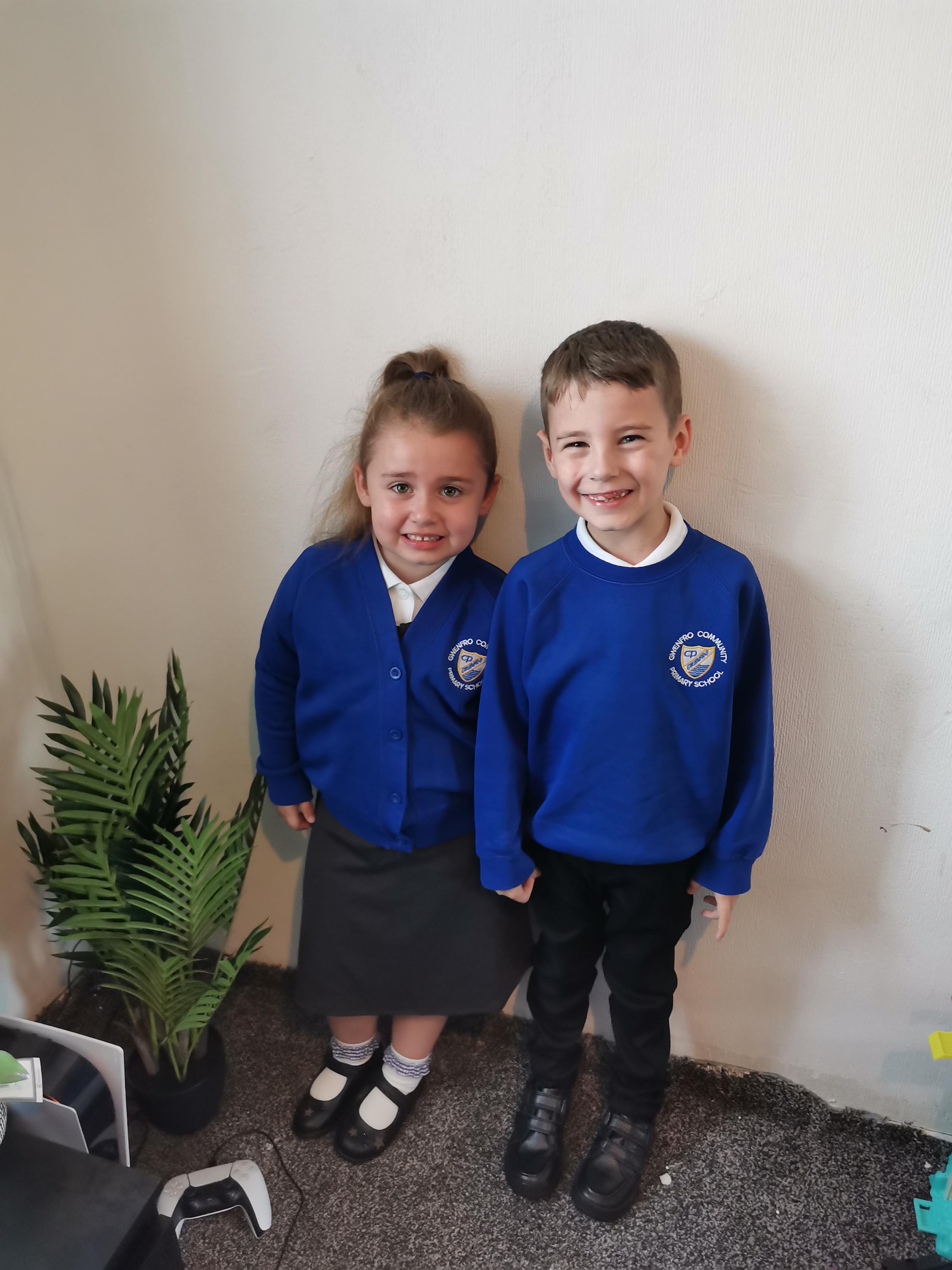 Jane Wilcox, from Wrexham: Harri starting Year 2 and Belles first full day in reception at Gwenfro CP School.