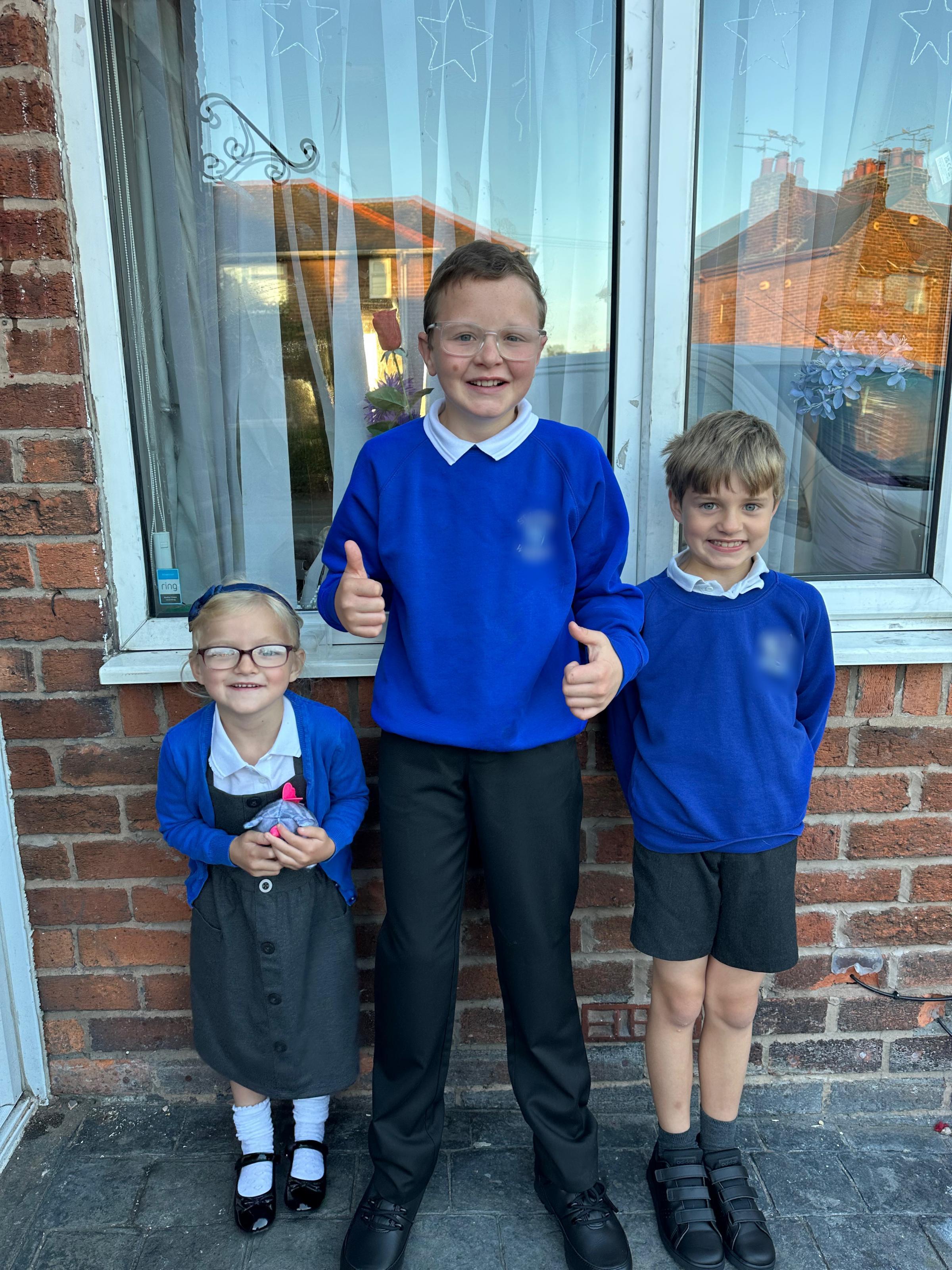 Catherine Taylor, from Rhostyllen, Wrexham: Olivia - Year 2, Ethan - Year 6 and Jack - Year 3, ready for St Annes and Ysgol Rhostyllen.