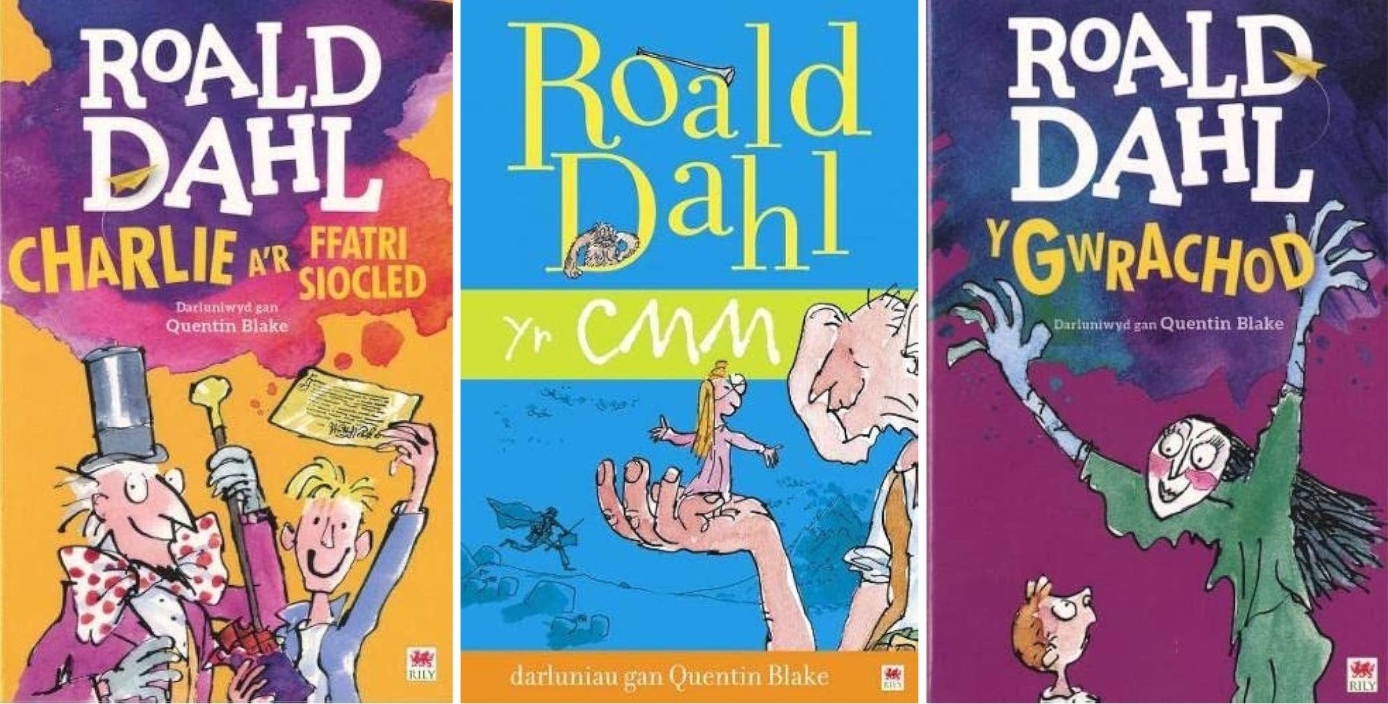 Some of Roald Dahls titles available in Welsh.