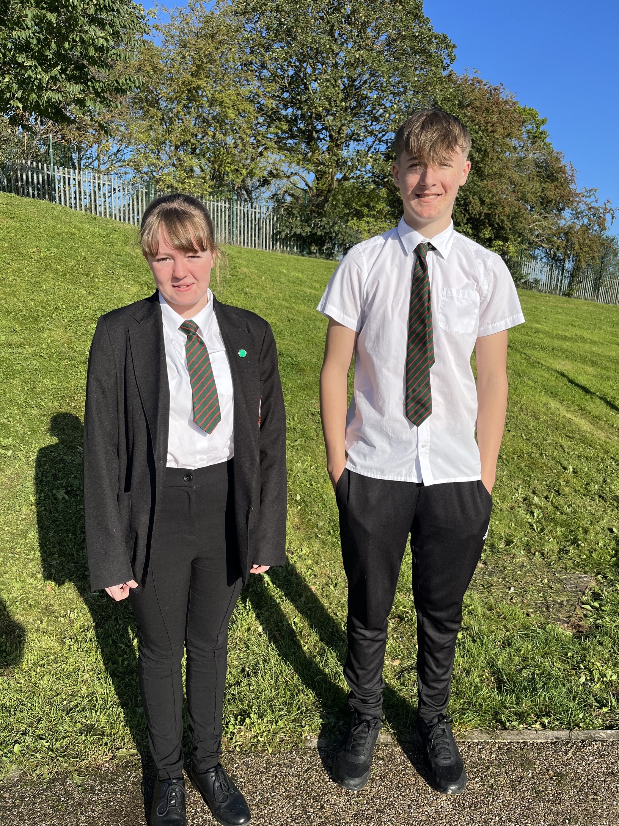 Abi Frost and Henry James, head students at Ysgol Treffynnon.