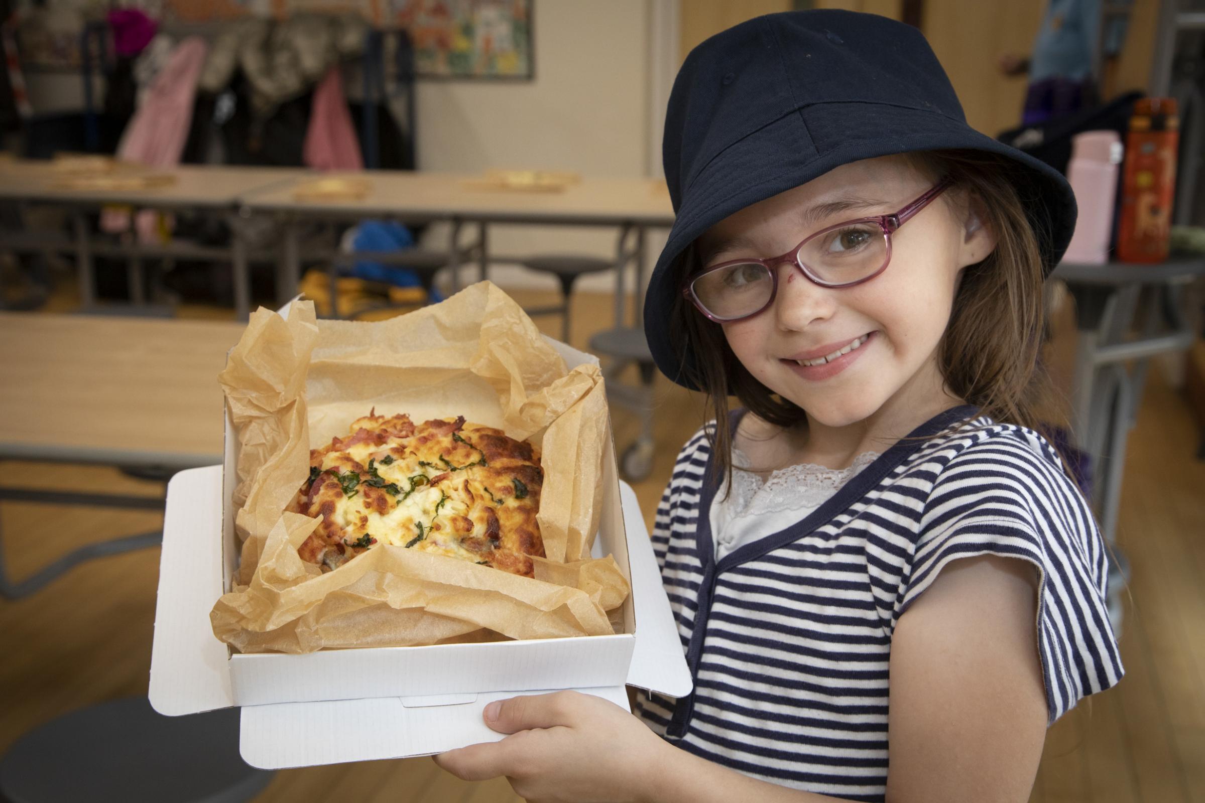 Lilymay Lingard with her pizza. Picture: Mandy Jones Photography
