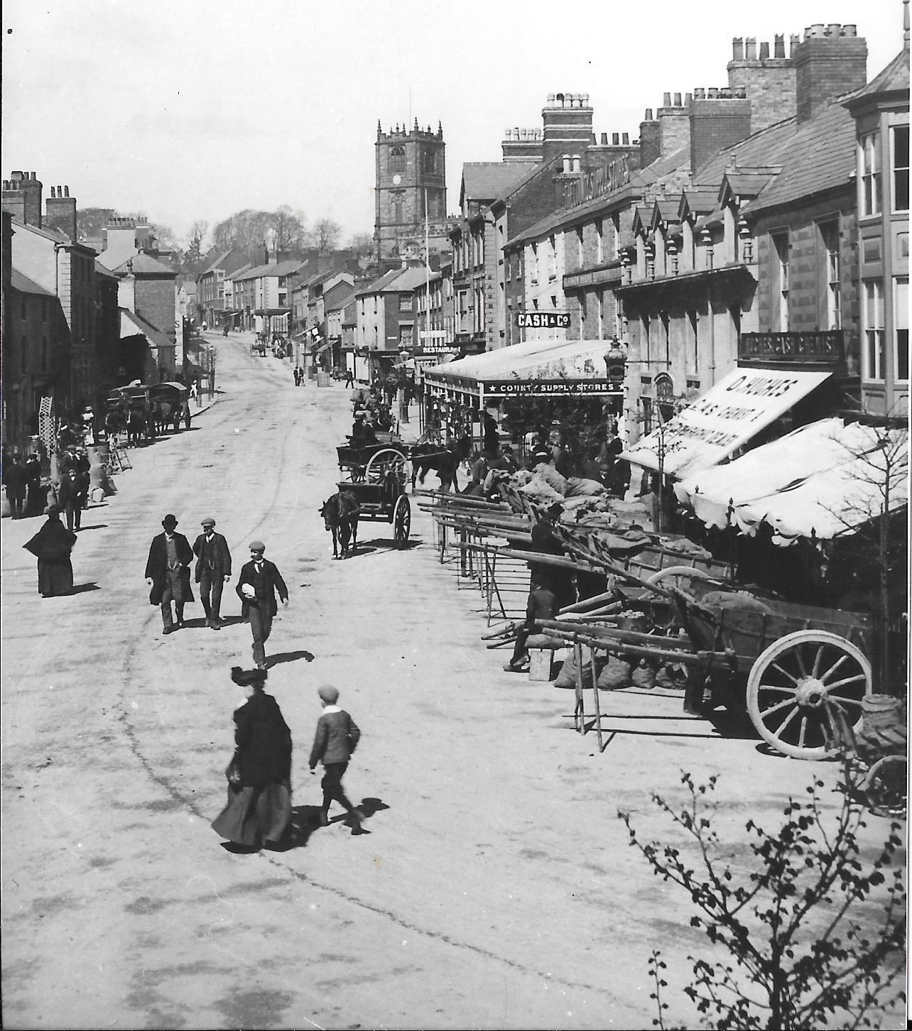 Mold market, a photo from the Historic Mold exhibition, courtesy of Flintshire Record Office.
