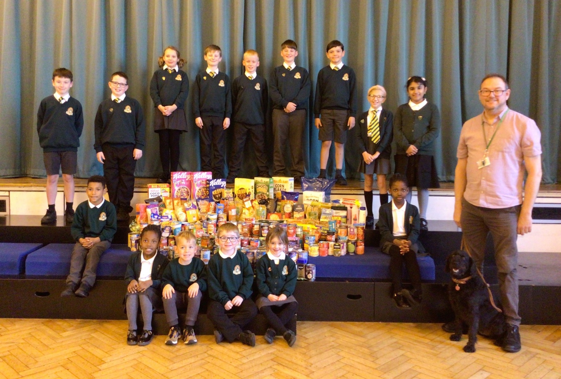 Harvest celebration collections at Acton Park Primary School.