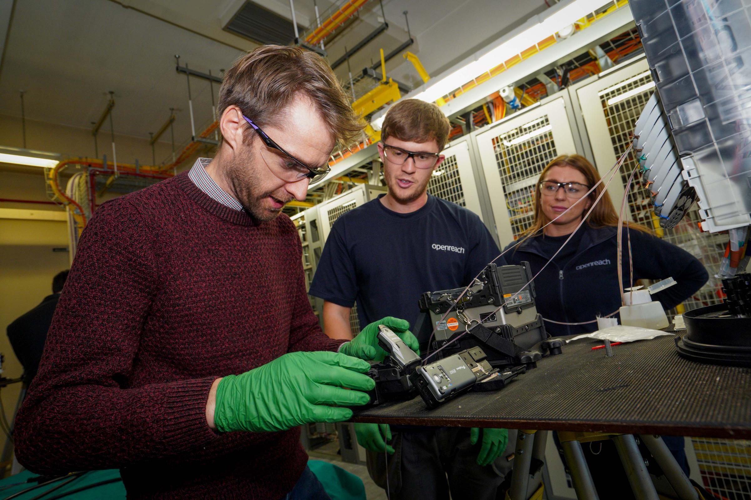 Sam Rowlands MS during his visit to see the ultrafast broadband upgrade in Mold.