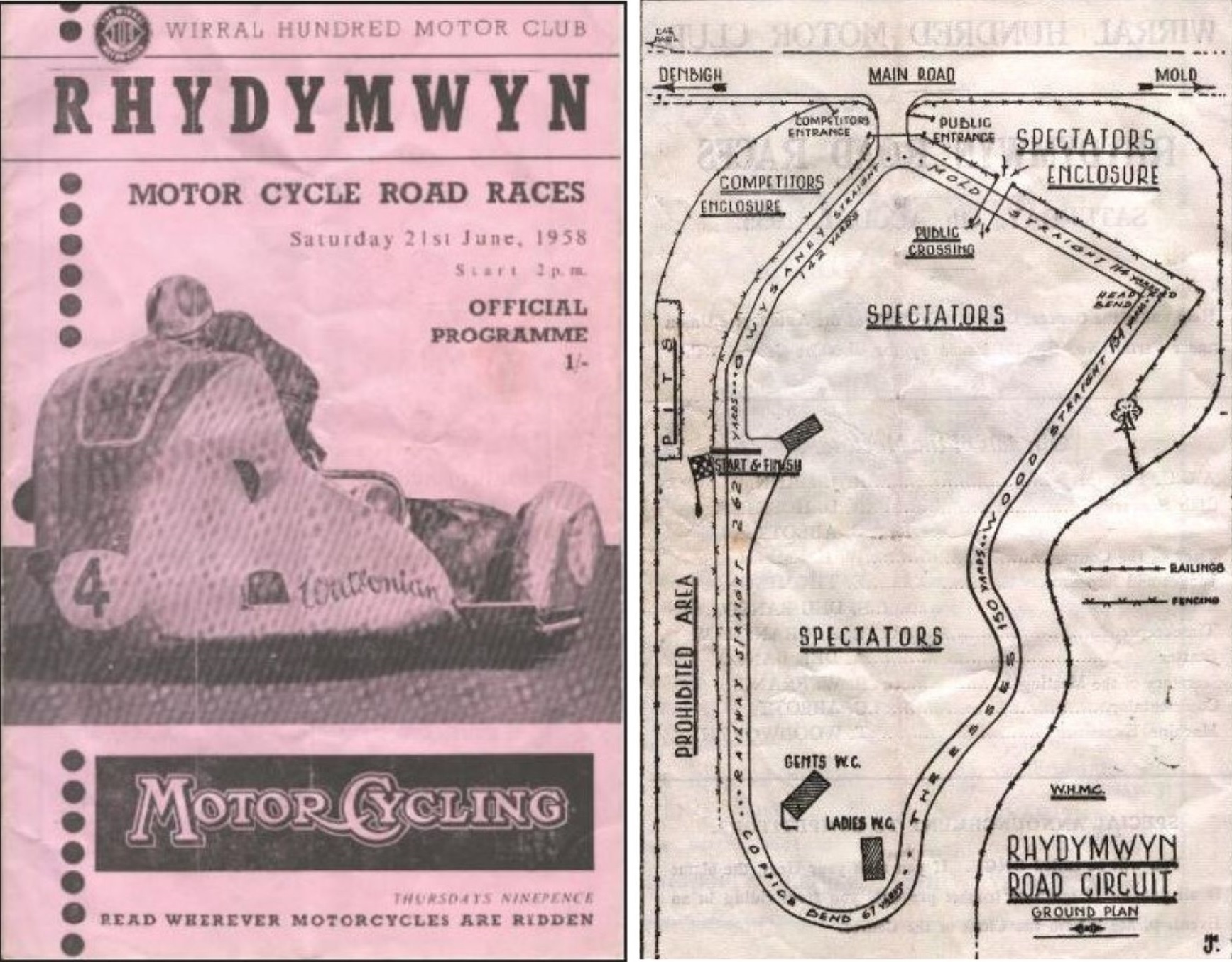 Wirral Hundred Motor Club racing programme at Rhydymwyn.