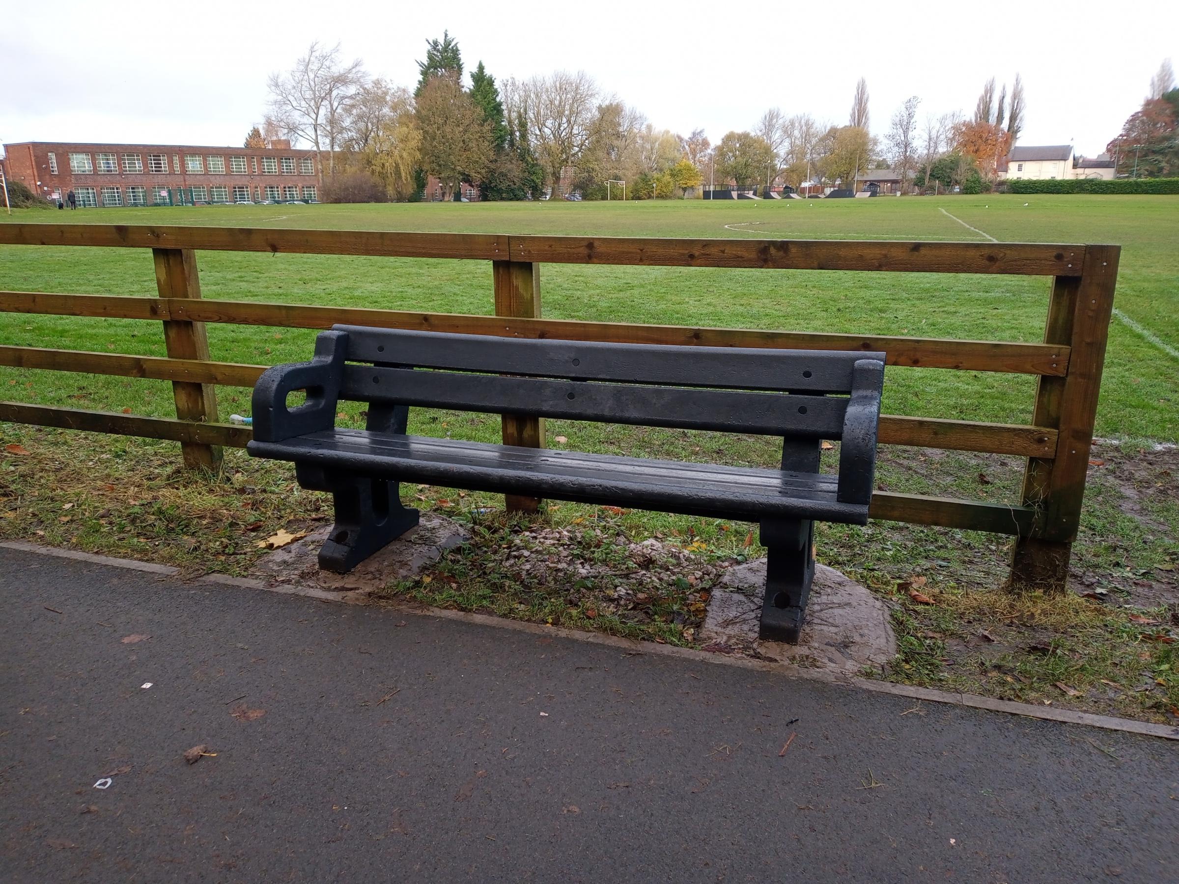 The newly installed bench in Buckley.