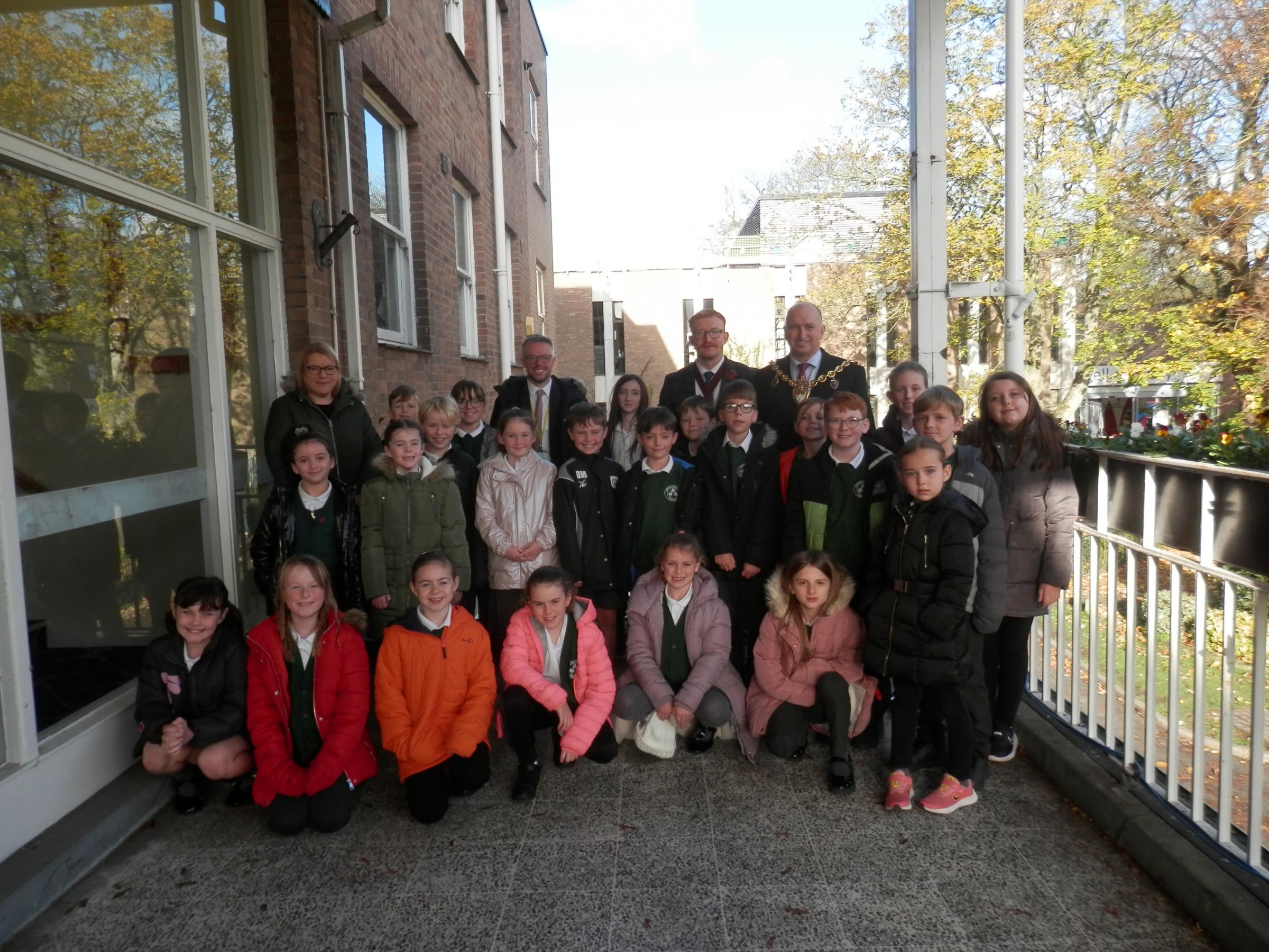 Ysgol Penygelli pupils during their vist to the Guildhall Wrexham.