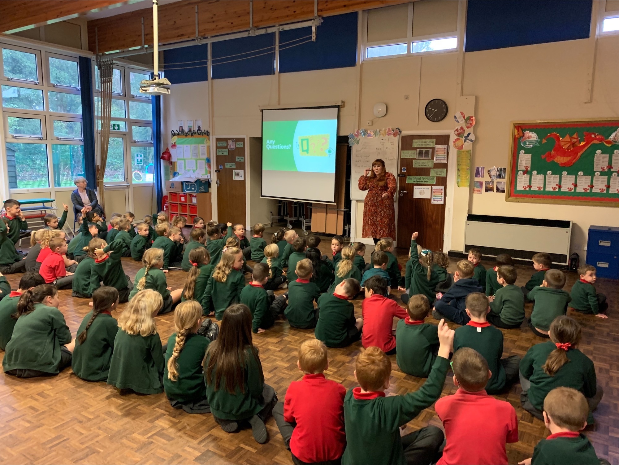 Holly Roberts, Specsavers Flint director, delivers a talk to schoolchildren.