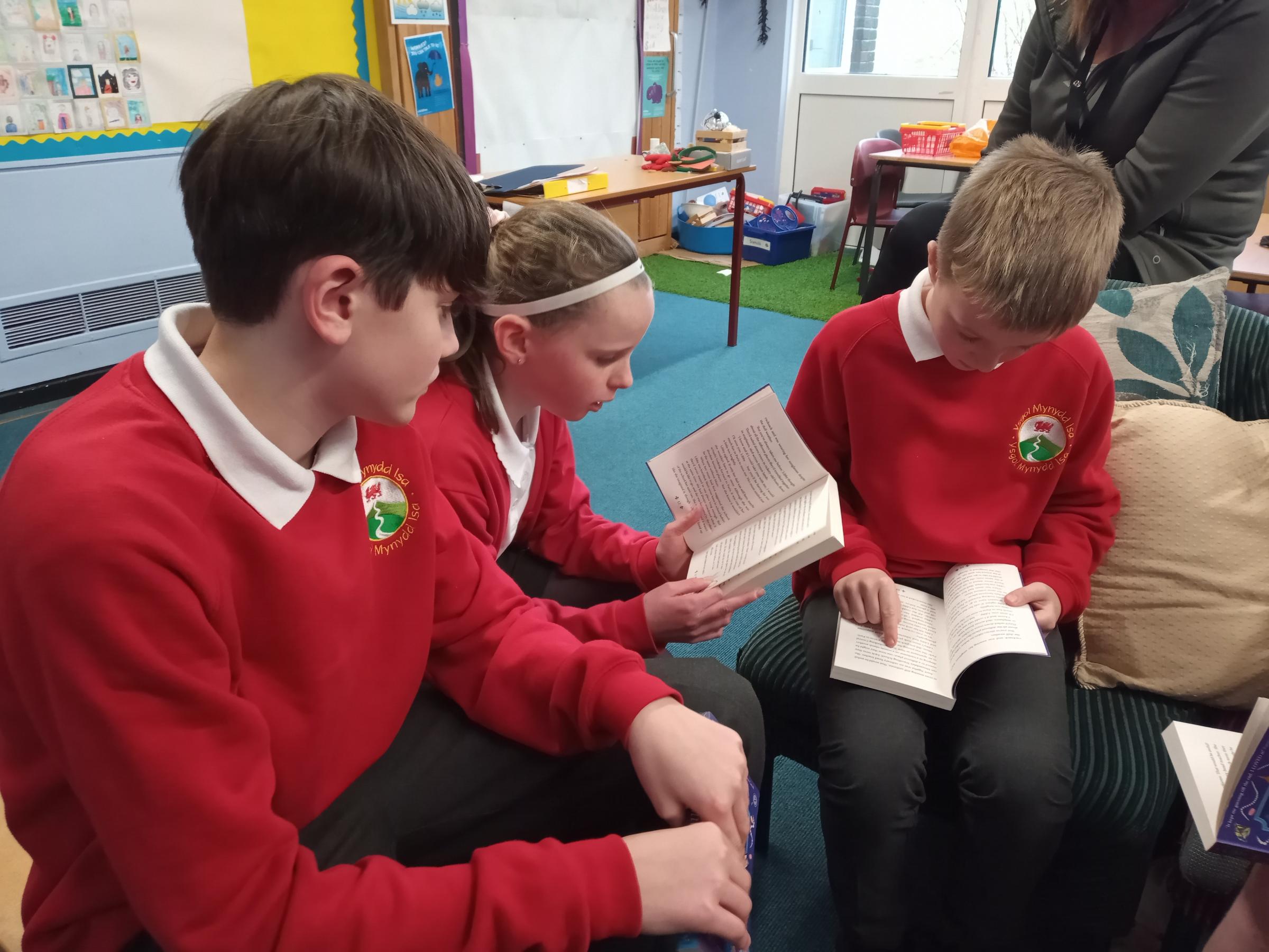 Reading aloud during a session at Ysgol Mynydd Isa.