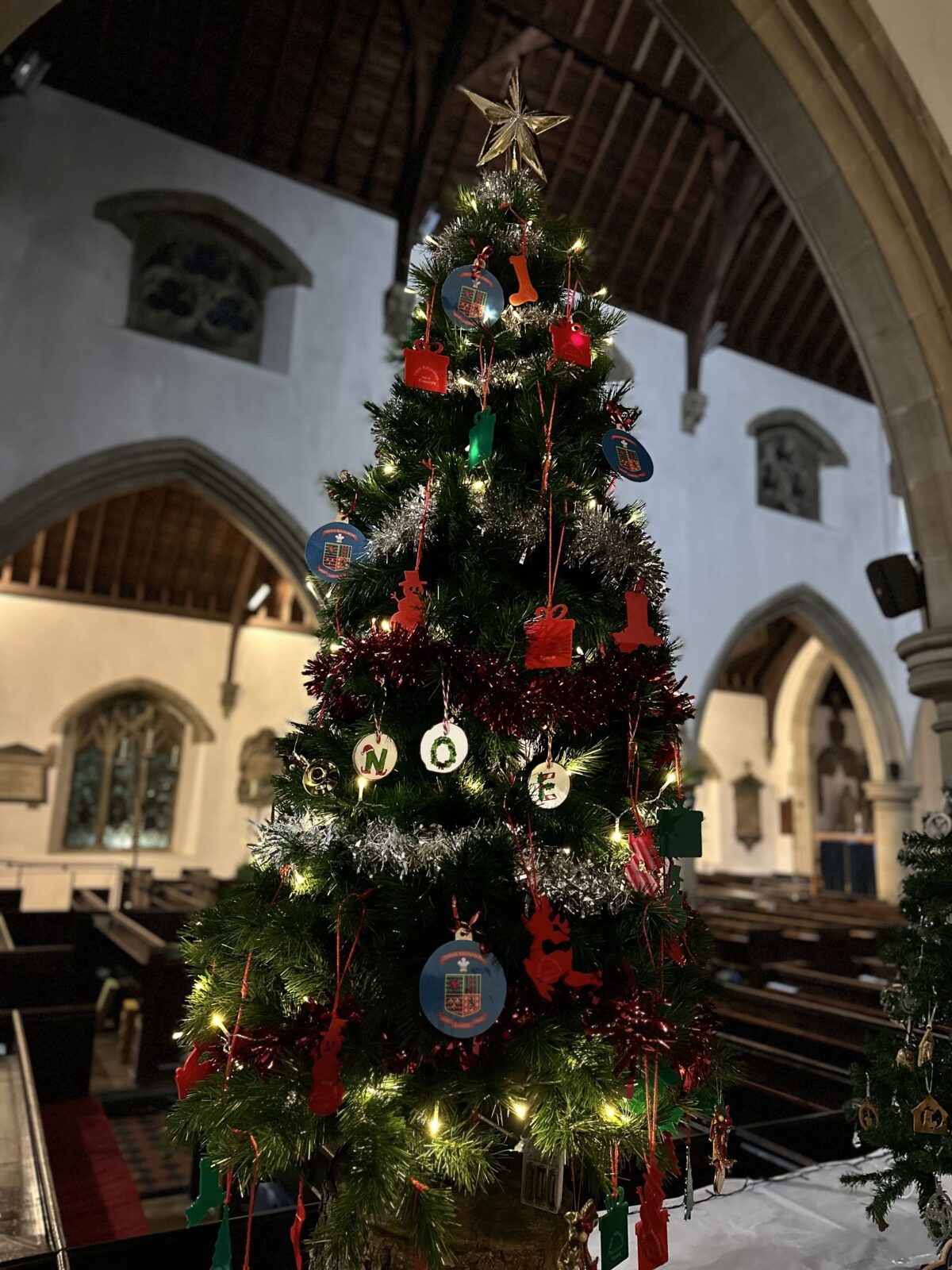 Ysgol Rhiwabons tree at the Festival of Christmas Trees at St Marys Church.