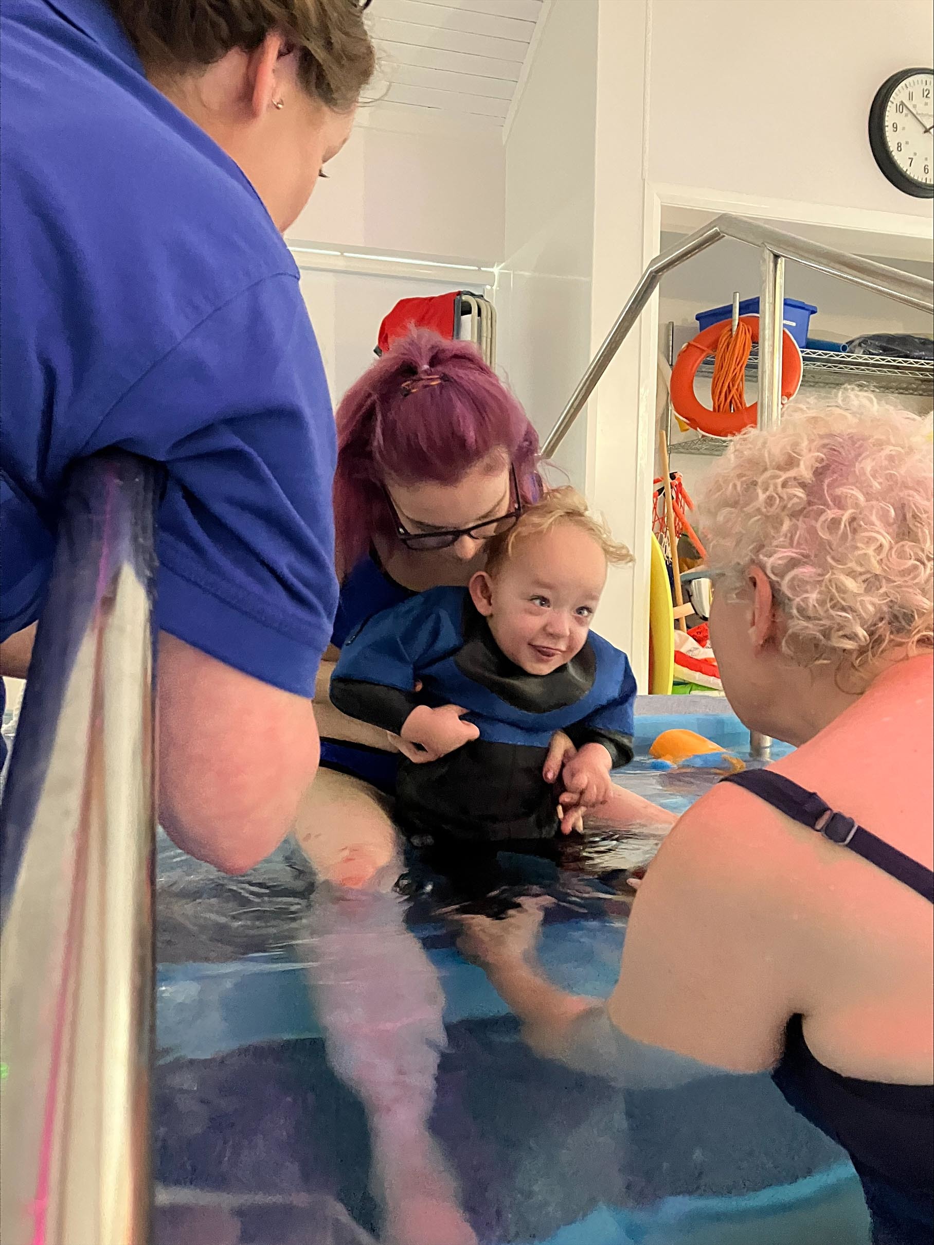 Theos first swim, thanks to Hope House.