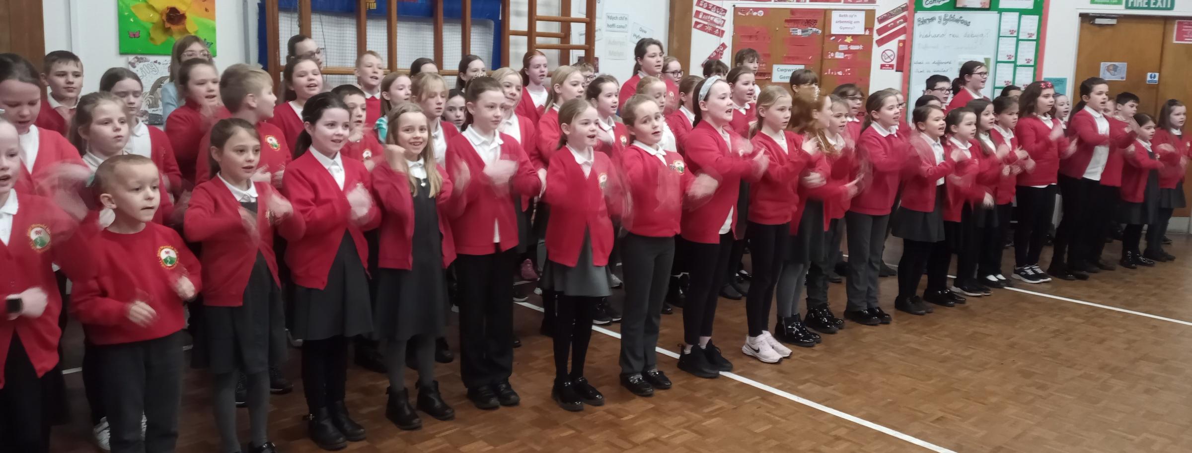 Ysgol Mynydd Isa British Sign Language choir in action.