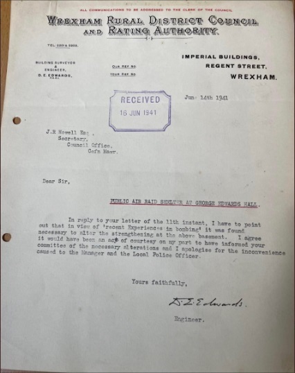 Letter from the council apologising for tampering with the bomb shelter without permission.