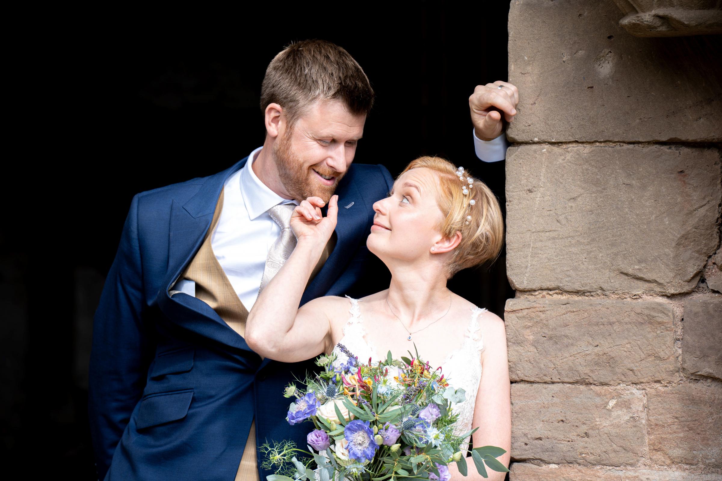 Ben and Shona Spruce at Ludlow Castle. Photo: Green Wedding Photography