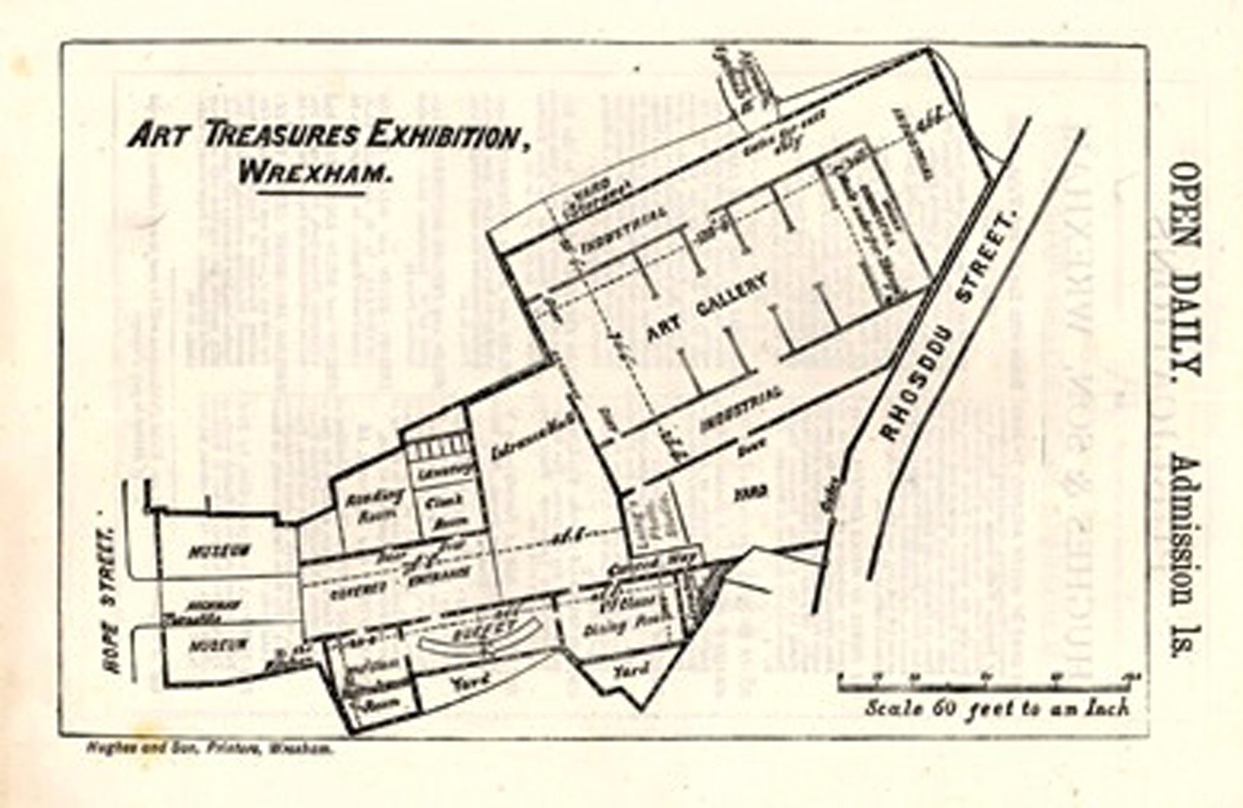 Plan of the Art Treasures Exhibition building, part of the Great Exhibition in Wrexham 1876. Image courtesy of Phil Phillips