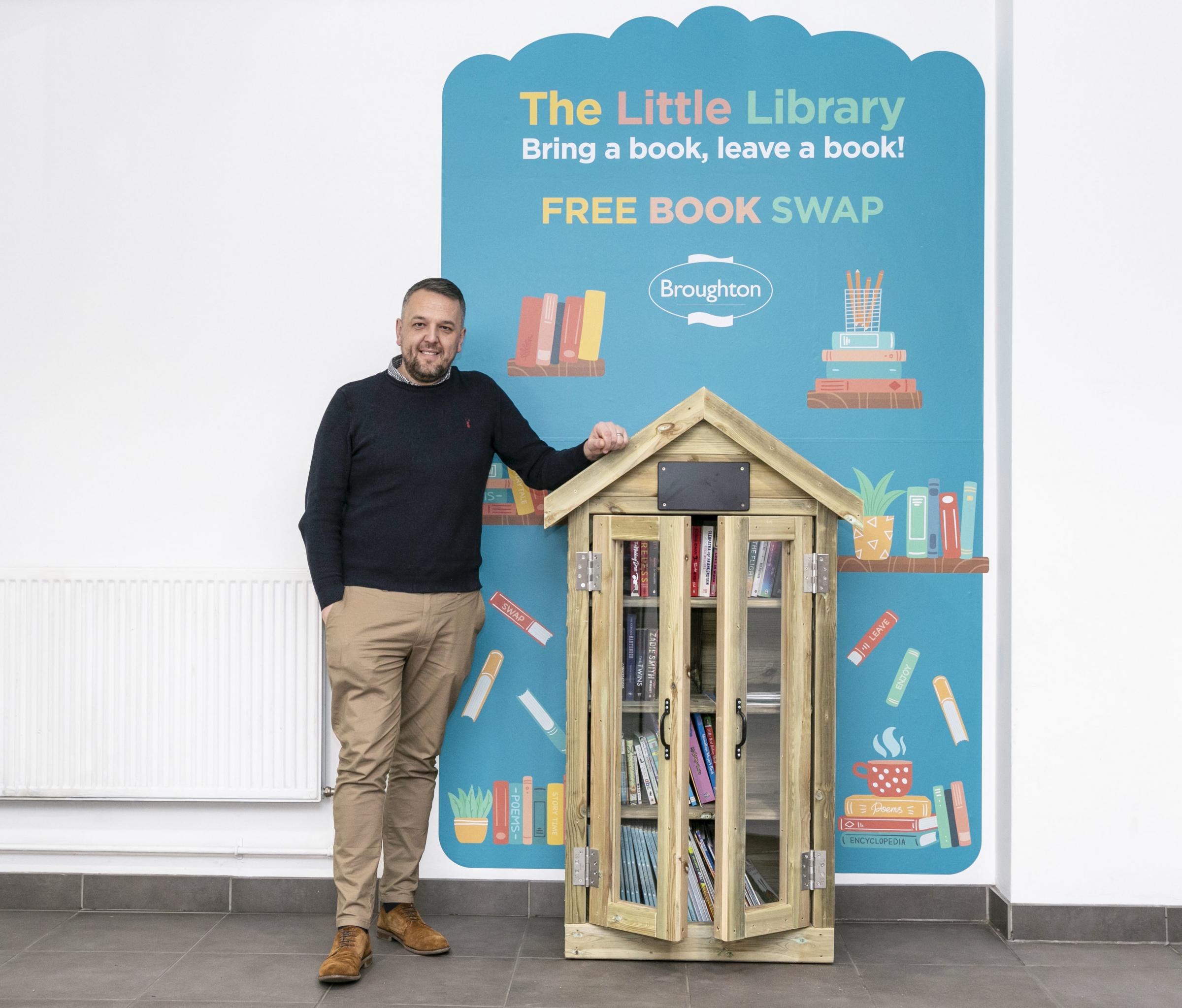 Alan Pruden-Barker, centre manager at Broughton, with the Little Library.