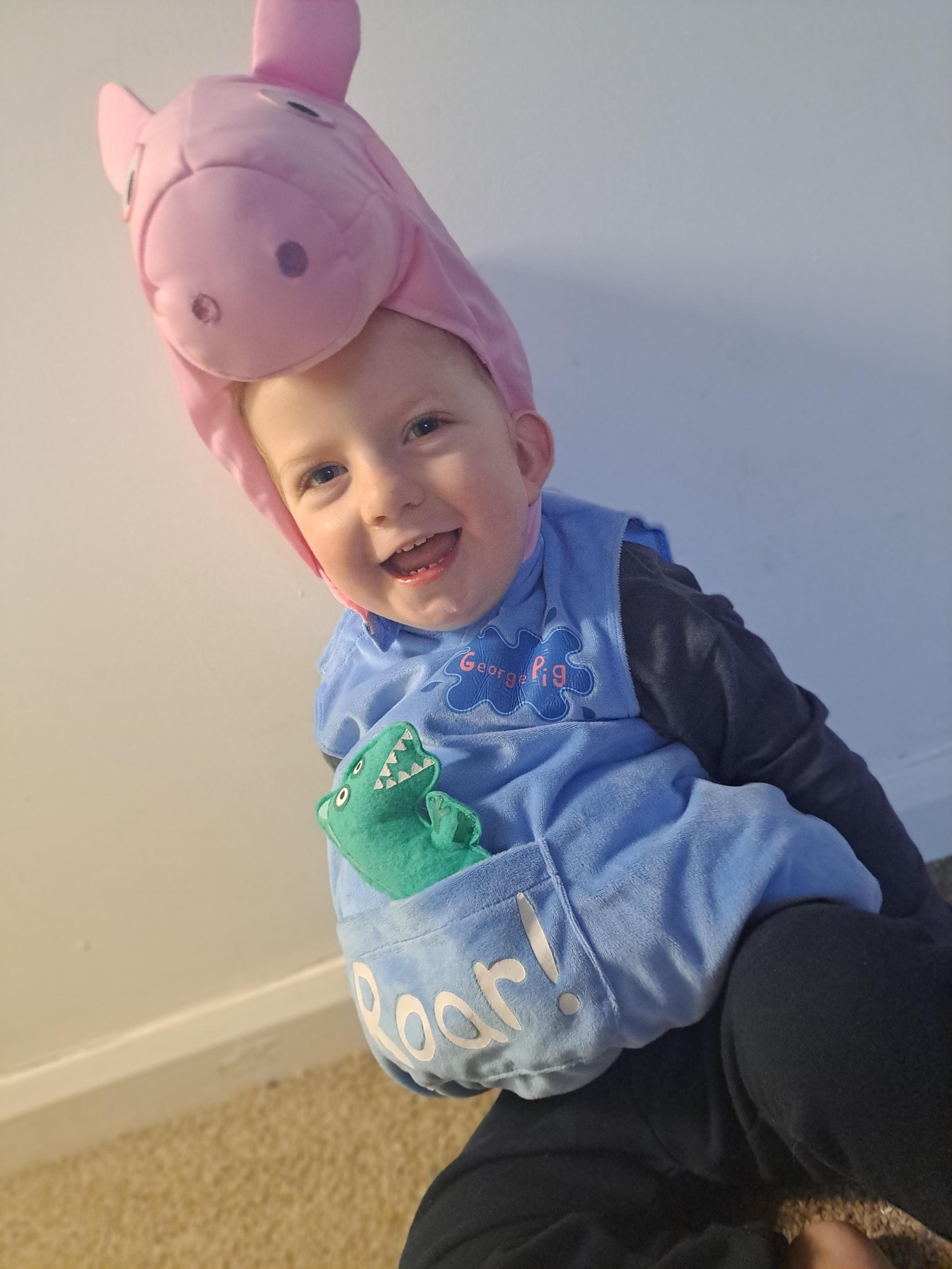 Kirsty, from Wrexham: Harry David Roberts, two, ready for a fun day with his nursery friends.