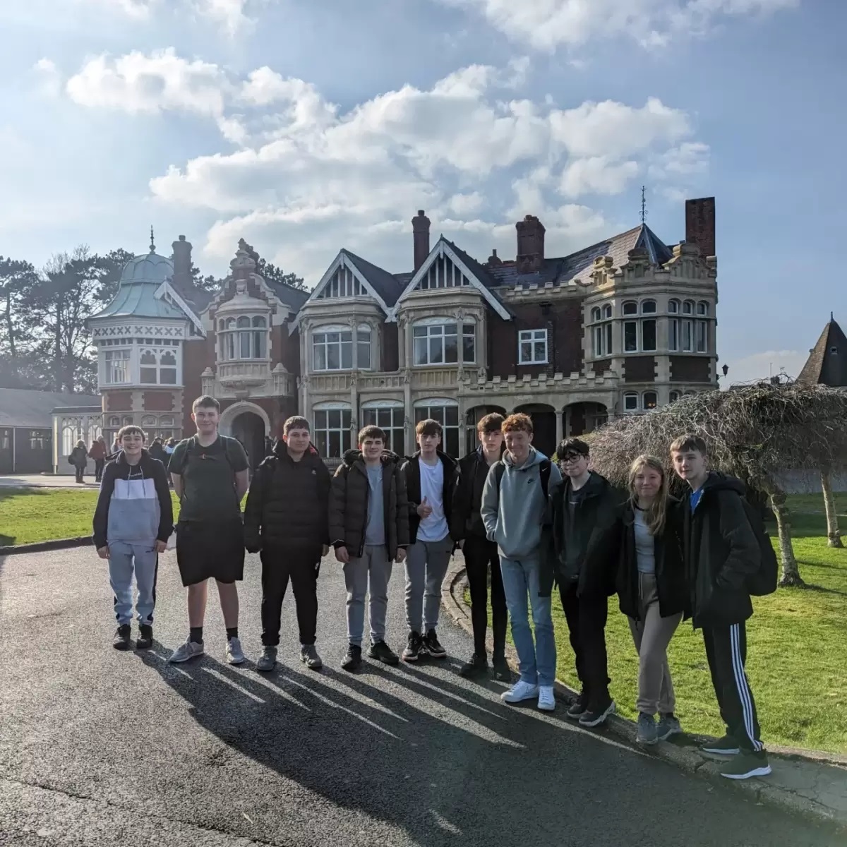 Ysgol Rhiwabon students during a visit to Bletchley Park.