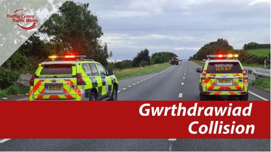 A55: Emergency services attend collision near Northop Hall 