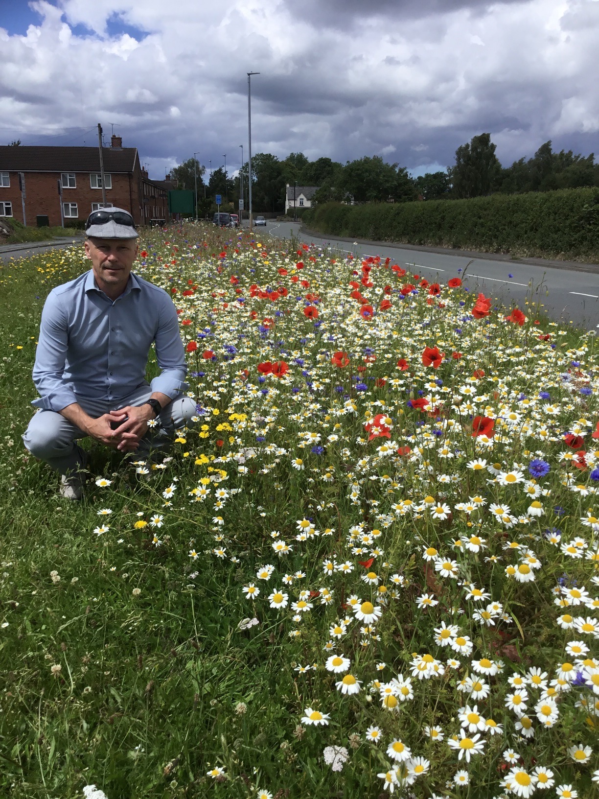 Cllr Ronnie Prince was behind one of the first wildflower growing schemes in Wrexham, at the side of Cefn Road.