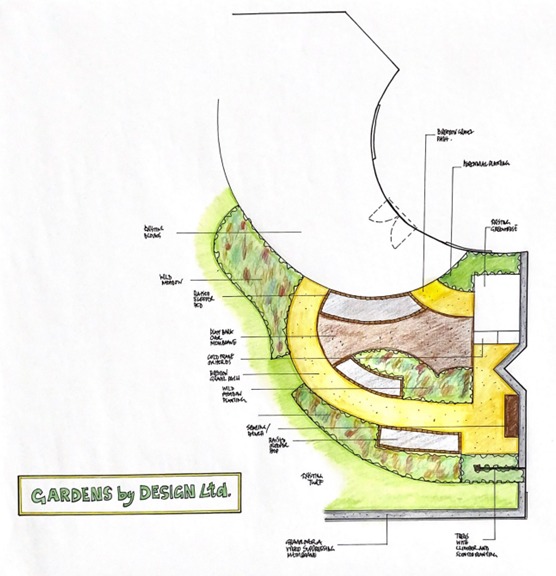 Nightinglae House Hospice plans drawn by Gardens by Design - childrens planting meadow.