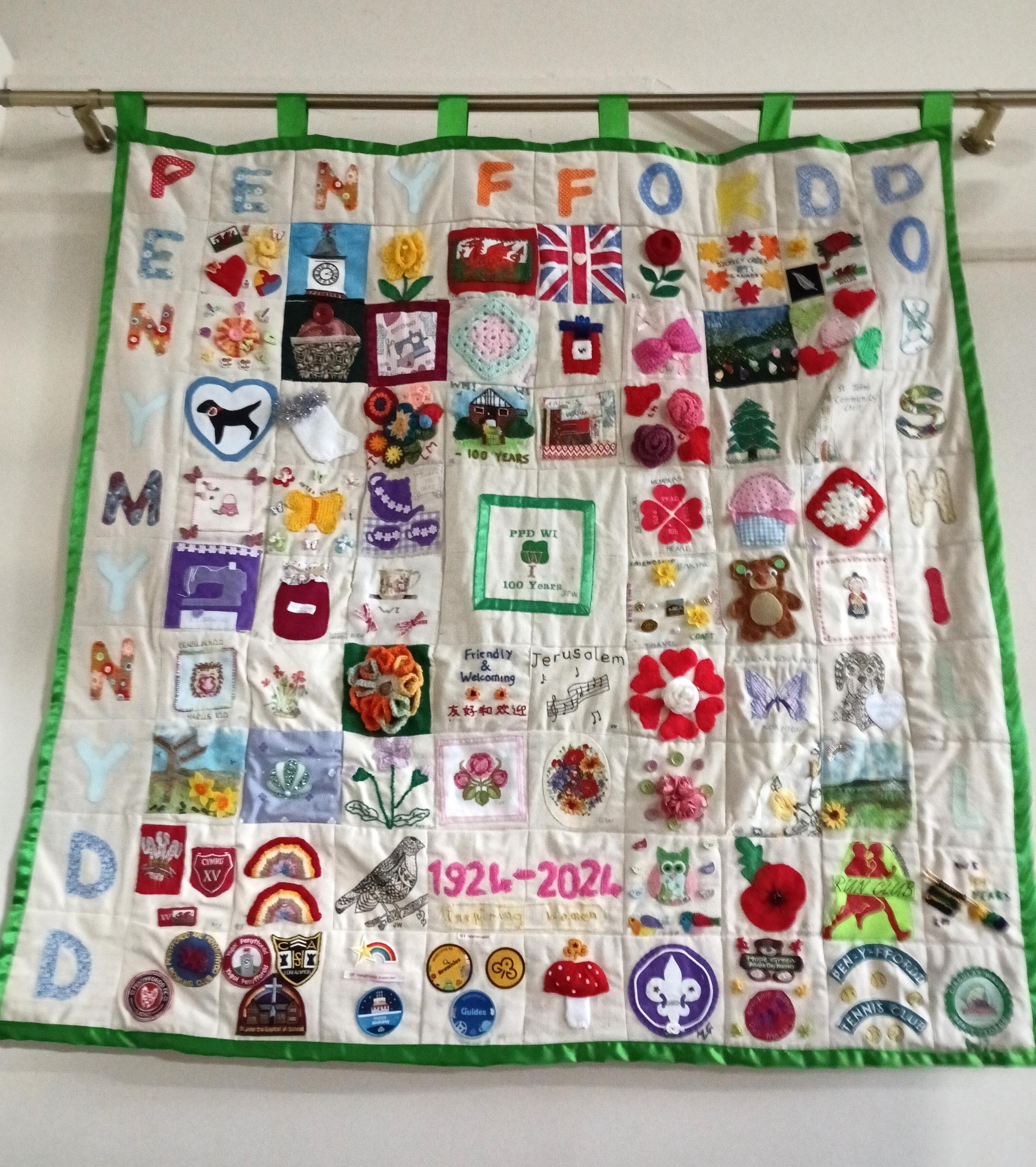 The finished quilt of the Penyffordd, Penymynydd and Dobshill WI.