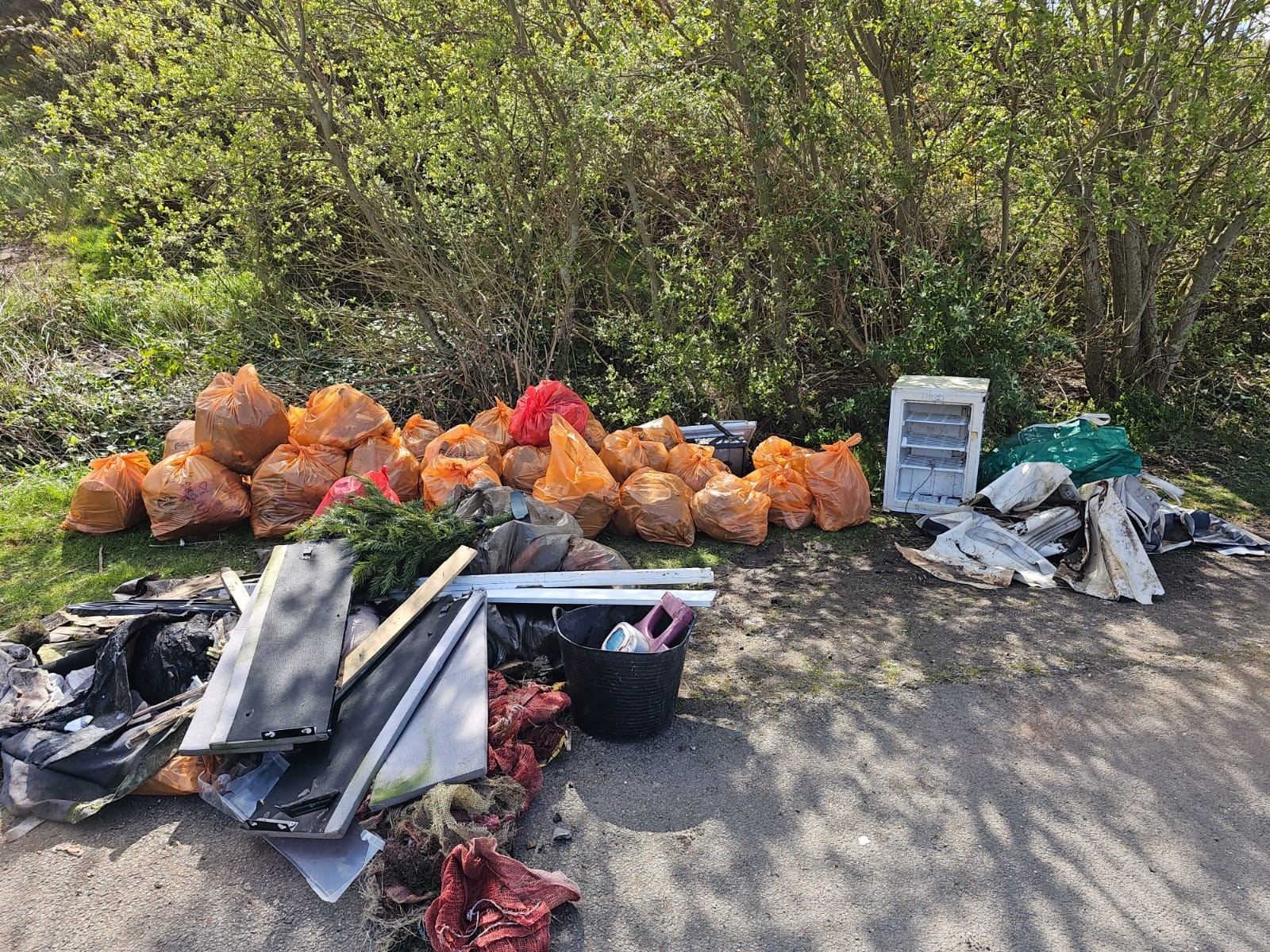 Some of the bagged up rubbish and other collected items from the Bettisfield Docks clean-up.