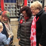 Mary Wimbury was joined by Eddie Izzard in Wrexham to speak with voters in the town's high street