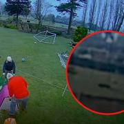 Footage of a large black creature was caught on CCTV by Chris and Wendy Bebbington of Frodsham