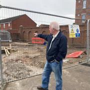 Hermitage Cllr Graham Rogers shows where the Hightown Barracks statue will go.