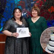 Main image of Alison Bushell and her sister,  Naomi Wright. 
Inset of one her cakes.
