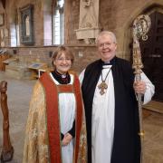 Wrexham's new Archdeacon Hayley Matthews with Bishop Gregory Cameron.