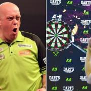 Darts icon Michael Van Gerwen and (right) the first rounds of the Flintshire competition.